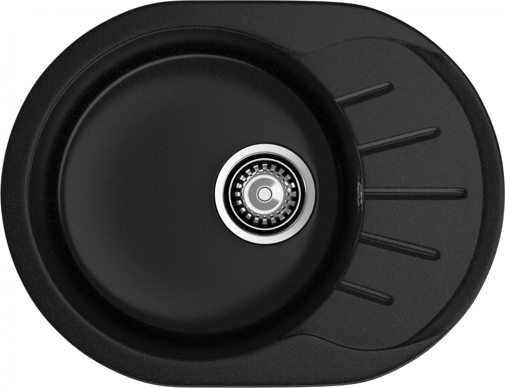 GRANFEST Мойка композит RONDO GF-R--580L чаша с крылом 579*445мм черный арт.GF-, фото 1